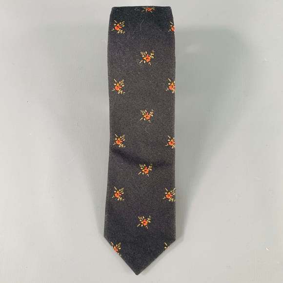 GIVENCHY Black Red Floral Cotton Tie - Picture 2 of 4